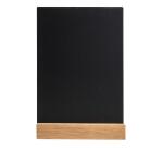 Slate menu holder on wooden base A5 - Black