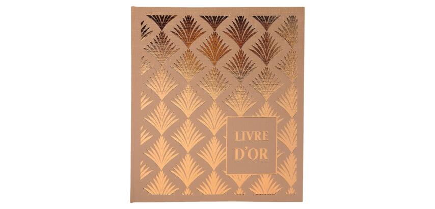 Exacompta - Cod. 9522E - 1 Libro degli ospiti PALMYRE - 140 pagine bianche - 21x19cm - Nude con palma oro