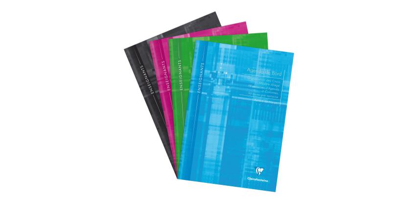 Agenda de bord enseignant 6 colonnes modèle allégé (19 semaines) piqué A4 72 pages Couleur aléatoire - Assortis