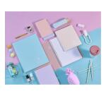 Cahier piqué Koverbook Blush 24x32cm 96 pages grands carreaux couverture polypropylène opaque bicolore - Menthe à l'eau/Rose poudré