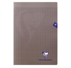Cahier piqué Mimesys A4 48 pages grands carreaux couverture polypropylène - Gris
