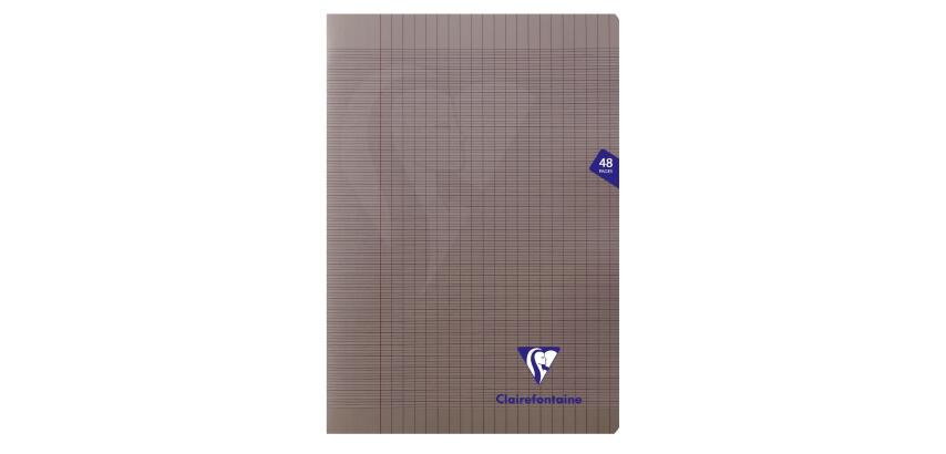 Cahier piqué Mimesys A4 48 pages grands carreaux couverture polypropylène - Gris