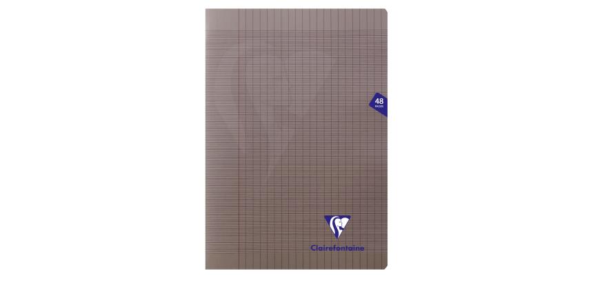 Cahier piqué Mimesys A4 48 pages grands carreaux couverture polypropylène - Gris