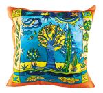 100% Silk Cushion - 40x40cm Trees - White