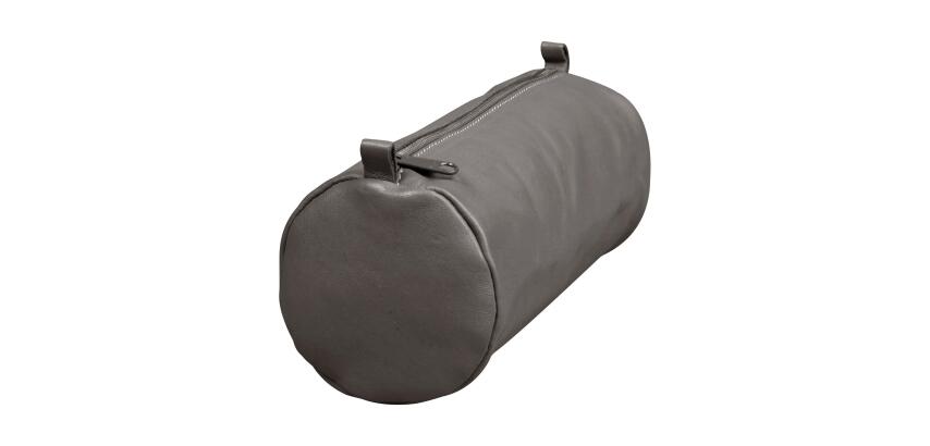 Trousse en cuir Age Bag Grande ronde 22xØ8 cm - Gris