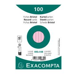 Fichas de cartulina bristol 205 g/m2 - Rayado - 105x148 mm - Rosa
