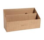 Sorter/Briefständer mit 3 Fächern aus Hartkarton mit geometrischen Motiven, Serie Eterneco - Braun geometrische Motive