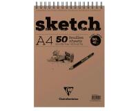 Sketch bloc spiralé 50F A4 90g - Blanc