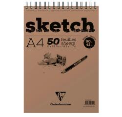 Sketch bloc spiralé 50F A4 90g - Blanc