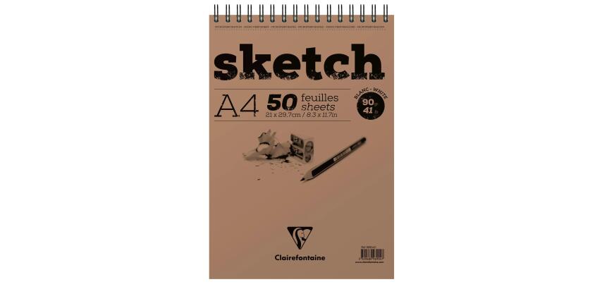 Sketch bloc spiralé 50F A4 90g - Blanc