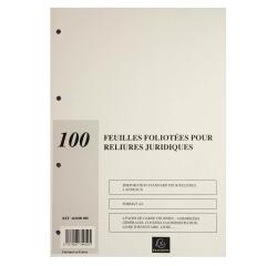Recharge de 100 feuillets A4 80g pour reliure juridique 4 anneaux - Ivoire