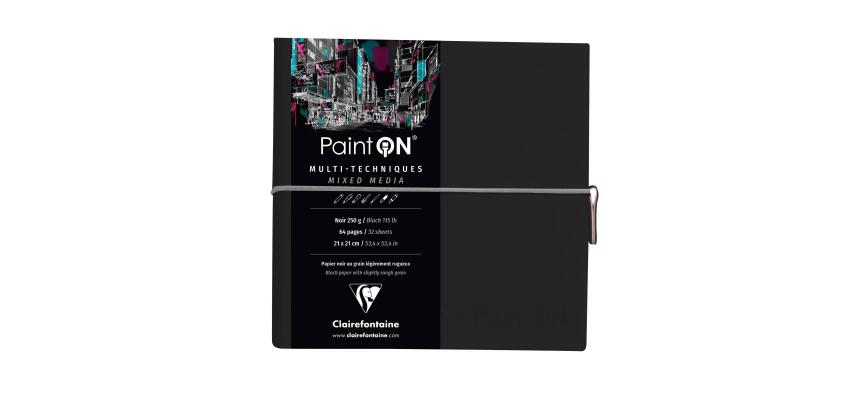PaintON Noir carnet cousu 32F 19x19cm 250g - Noir