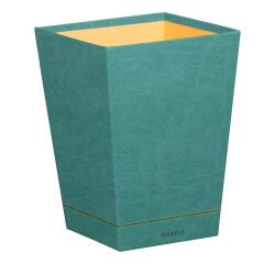 Rhodiarama corbeille à papier simili cuir italien 27x27x32 cm - Eau