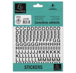 Hoesje met zelfklevende letters zwart A-Z 10 mm - zwart