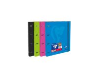 Cahier-classeur rigide Mimesys A4 à 4 anneaux diamètre 30 mm écartement 80 mm + 200 pages petits carreaux avec cadre en-tête et 4 couleurs de bandes - Assortis