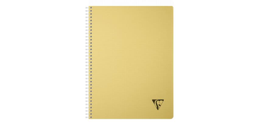 Cahier reliure intégrale Linicolor ESSENCE A4 180 pages petits carreaux couverture plastique polypropyène rainuré - Jaune paille