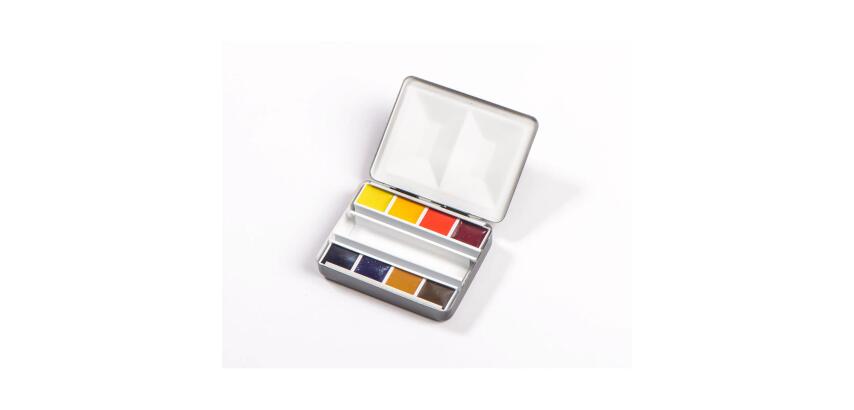 Aquarellfarben, Zierkasten mit 8 halben Näpfchen