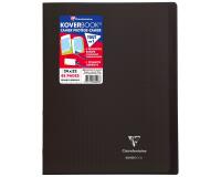 Cahier piqué Koverbook 24x32 cm 48 pages grands carreaux couverture polypropylène transparent - Gris