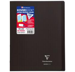 Cahier piqué Koverbook 24x32 cm 48 pages grands carreaux couverture polypropylène transparent - Gris