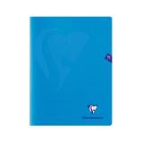 Cahier piqué Mimesys 24x32cm 96 pages petits carreaux couverture polypropylène - Bleu