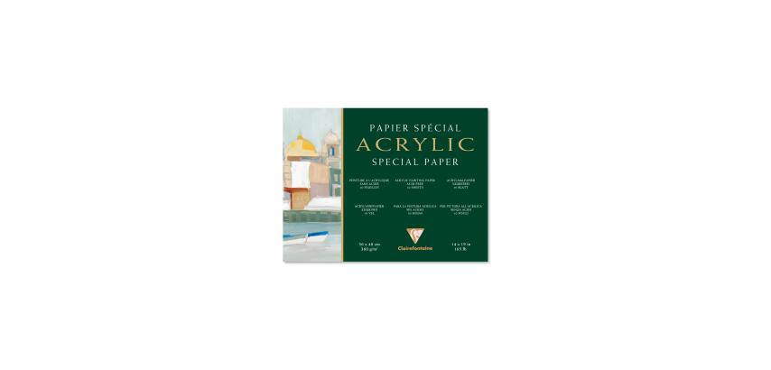 Clairefontaine Acrylic Pad, 36x48cm, 10 Sheets, Glued, 360g