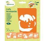 Set de 6 pochoirs enfants, Animaux familiers - Orange