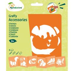 Set de 6 pochoirs enfants, Animaux familiers - Orange