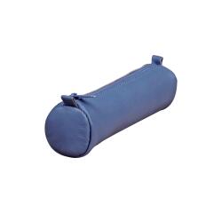 Leather Pencil Case Age Bag Small Round 18.5xØ4 cm - Blue