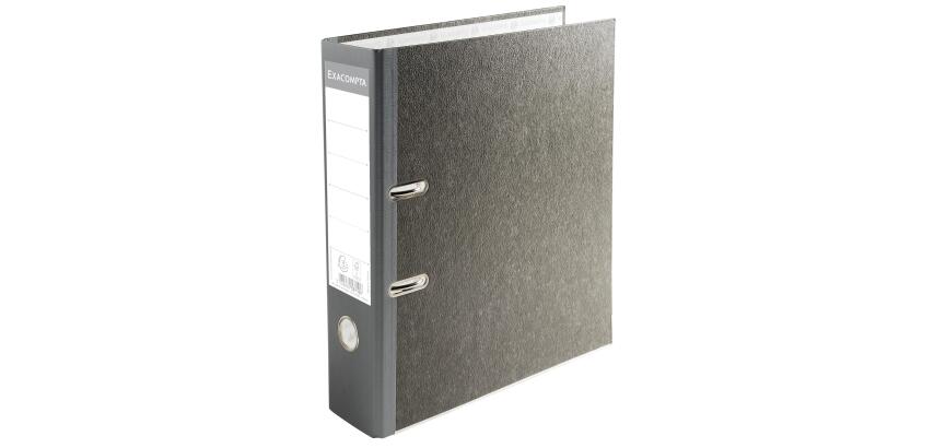 Ordner Standard wolkenmarmoriert, mit 2 Ringen, 70mm Rücken, für Format DIN A4 - Grau - Rücken grau