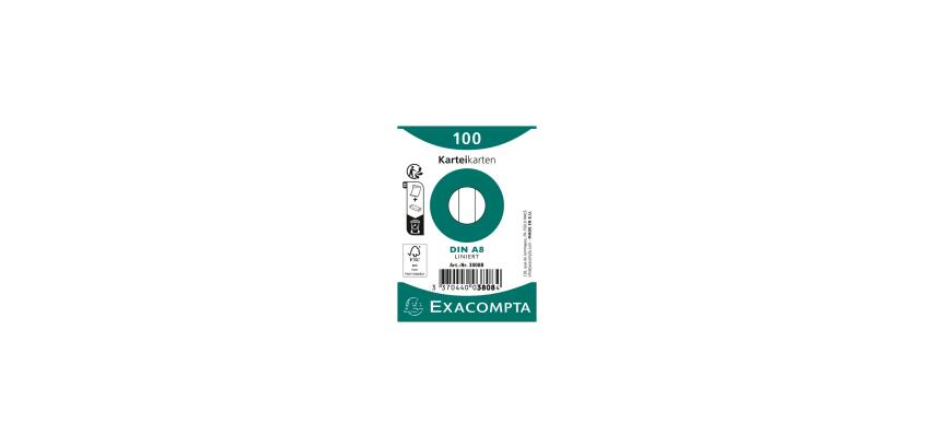 Paquet 100 fiches sous film - bristol ligné non perforé 55x74mm - Blanc