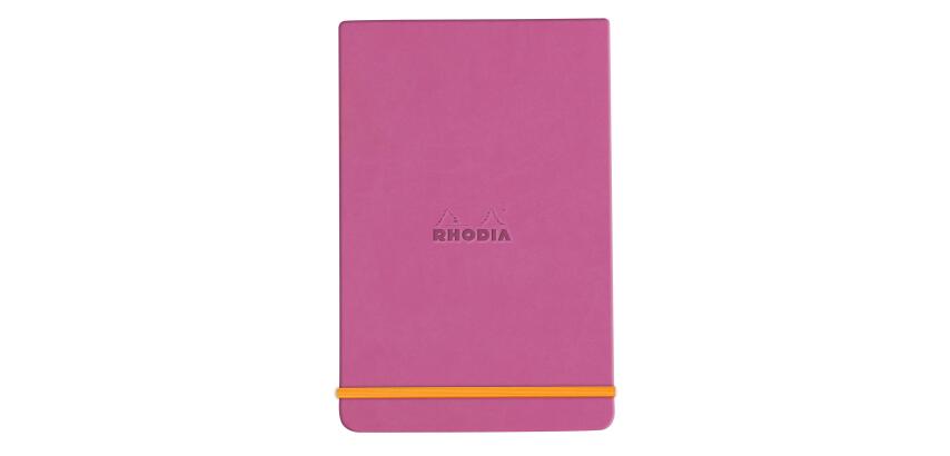 Rhodiarama Webnotepad rembordé rigide A5 192 pages ligné microperforé papier ivoire 90g fermeture élastique - Lilas
