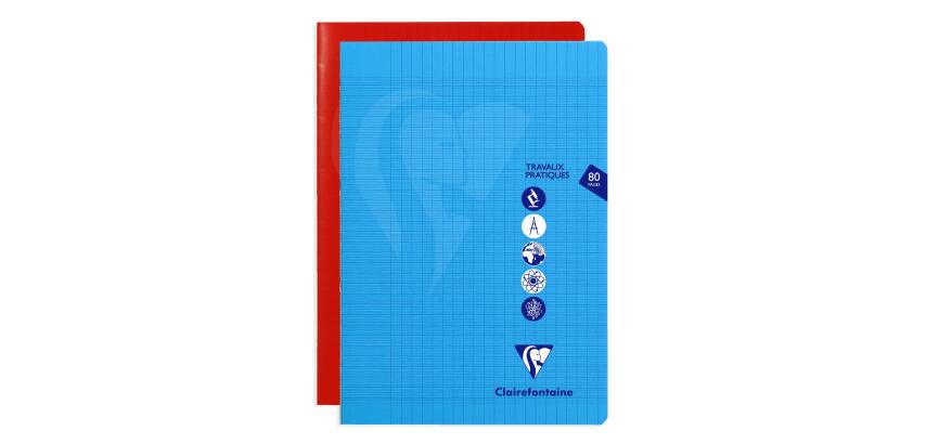 Cahier Travaux Pratiques piqué Mimesys A4 80 pages grands carreaux + uni couverture polypropylène Couleur aléatoire - Assortis