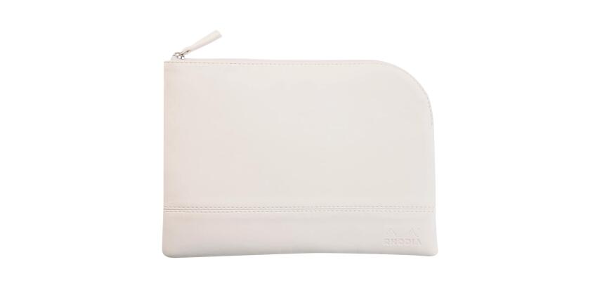 Rhodiarama pochette zippée en simili cuir - taille M (16x22 cm) - Blanc