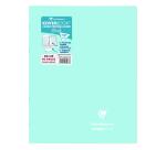 Cahier piqué Koverbook Blush 24x32cm 96 pages grands carreaux couverture polypropylène opaque bicolore - Menthe à l'eau/Rose poudré