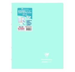 Cahier piqué Koverbook Blush 24x32cm 96 pages grands carreaux couverture polypropylène opaque bicolore - Menthe à l'eau/Rose poudré