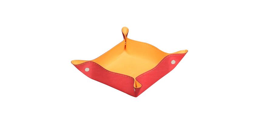 Rhodiarama vide-poche réversible simili cuir italien 12x12x4,5 cm - Corail