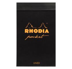 Rhodia Classic Pocket Pad, 75x120mm, Lined - Black
