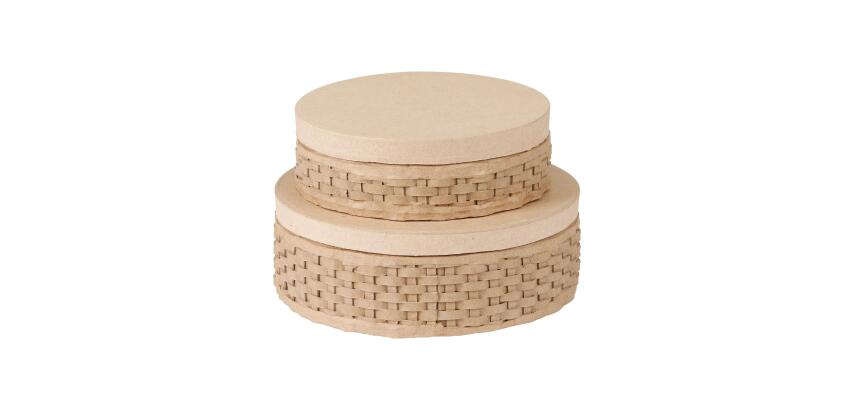 Round Woven Boxes - Assortment of 2 - Kraft