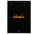 Rhodia Black Stapled Pad No16, 80sh, Lined and Margin, A5 - Black