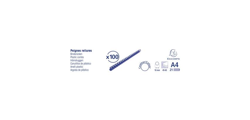 Canutillos para encuadernar Caja de 100 - Grosor: 10mm - Capacidad: 40-65 - Negro
