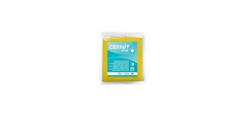 CERNIT - A Bar of Opaline Polymer Clay - Baking Modelling Clay - Primary yellow colour - 250 g block - CE0880250717C