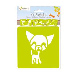 Set de 6 pochoirs enfants, Chiens - Vert