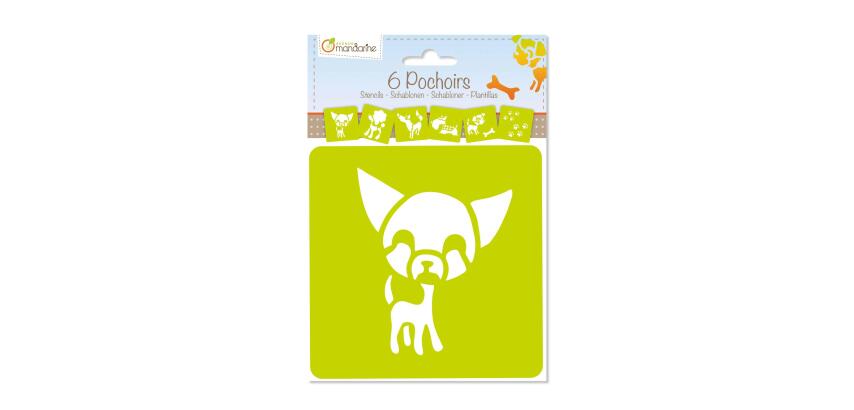 Set de 6 pochoirs enfants, Chiens - Vert