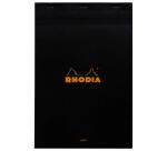 Rhodia Black Head Stapled Pad No19, Lined+Margin, A4+ - Black