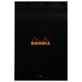 Rhodia Black Head Stapled Pad No19, Lined+Margin, A4+ - Black