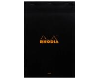 Rhodia Black Head Stapled Pad No19, Lined+Margin, A4+ - Black
