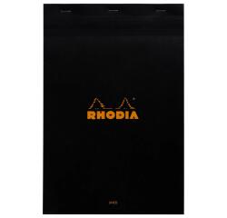 Rhodia Black Head Stapled Pad No19, Lined+Margin, A4+ - Black