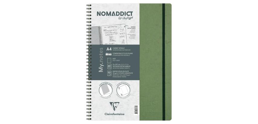 My.Notes Age Bag cahier reliure intégrale à marges détachables A4 120 pages détachables DOT + cadre en-tête - Vert
