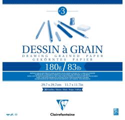 Gekörntes Zeichenpapier, Block geleimt, 30 Blatt, 180g, 29,7x29,7 cm, weiß - Weiß