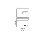 Boite de 500 enveloppes Blanches C5-162x229mm - Auto-Adhésives - 90g/m2 - Fenêtre PET 45x100 (position 62/20) - Blanc